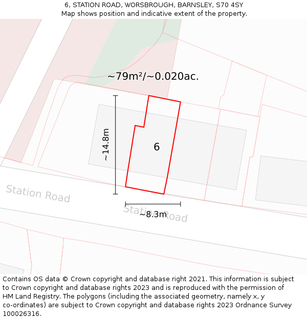 6, STATION ROAD, WORSBROUGH, BARNSLEY, S70 4SY: Plot and title map