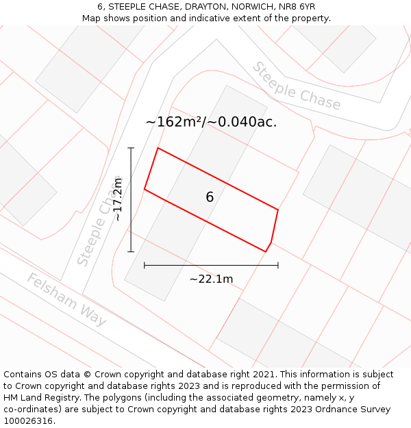 6, STEEPLE CHASE, DRAYTON, NORWICH, NR8 6YR: Plot and title map