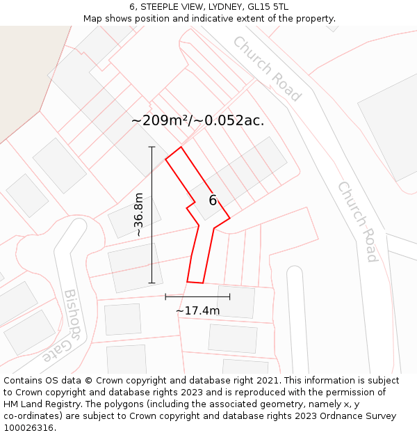 6, STEEPLE VIEW, LYDNEY, GL15 5TL: Plot and title map