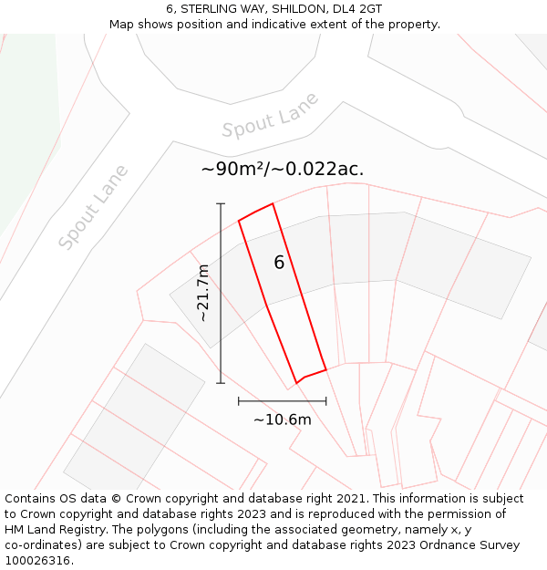 6, STERLING WAY, SHILDON, DL4 2GT: Plot and title map
