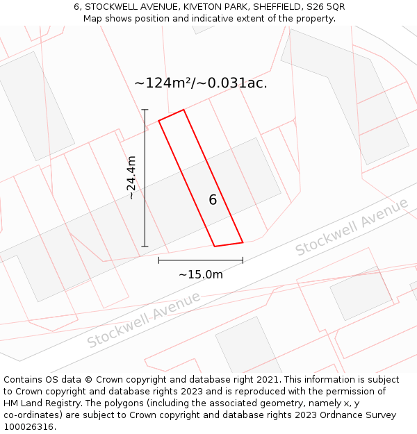 6, STOCKWELL AVENUE, KIVETON PARK, SHEFFIELD, S26 5QR: Plot and title map