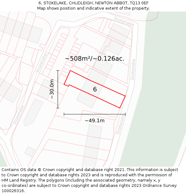 6, STOKELAKE, CHUDLEIGH, NEWTON ABBOT, TQ13 0EF: Plot and title map