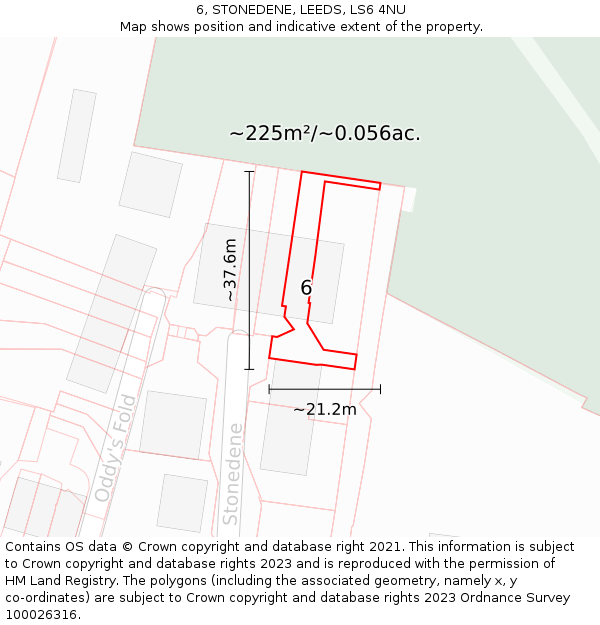 6, STONEDENE, LEEDS, LS6 4NU: Plot and title map