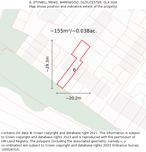 6, STOWELL MEWS, BARNWOOD, GLOUCESTER, GL4 3GA: Plot and title map