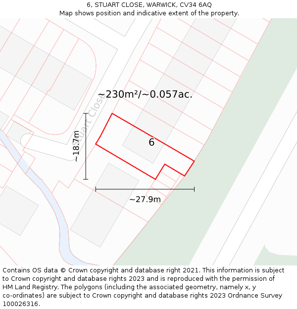 6, STUART CLOSE, WARWICK, CV34 6AQ: Plot and title map