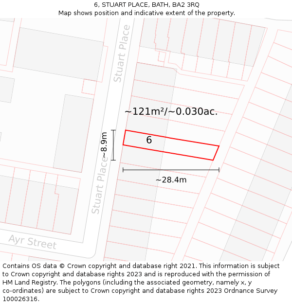 6, STUART PLACE, BATH, BA2 3RQ: Plot and title map