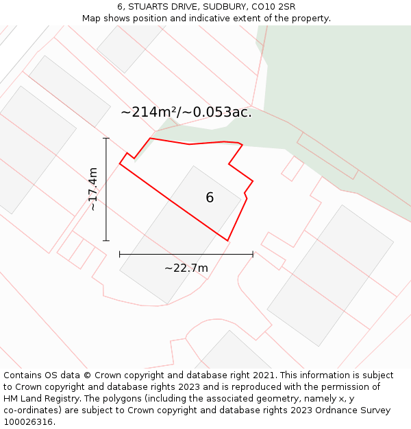 6, STUARTS DRIVE, SUDBURY, CO10 2SR: Plot and title map