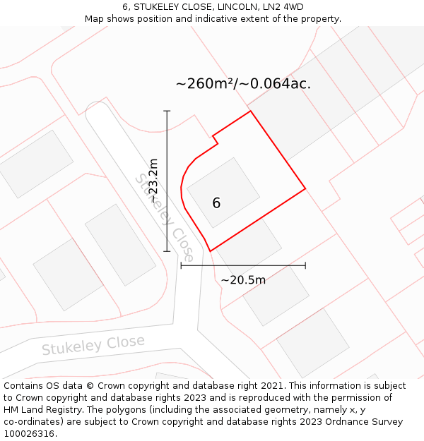 6, STUKELEY CLOSE, LINCOLN, LN2 4WD: Plot and title map