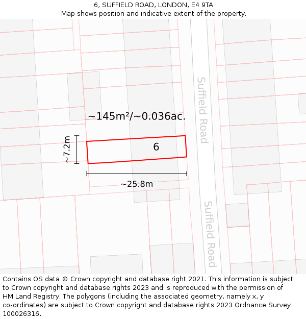 6, SUFFIELD ROAD, LONDON, E4 9TA: Plot and title map