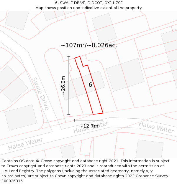 6, SWALE DRIVE, DIDCOT, OX11 7SF: Plot and title map