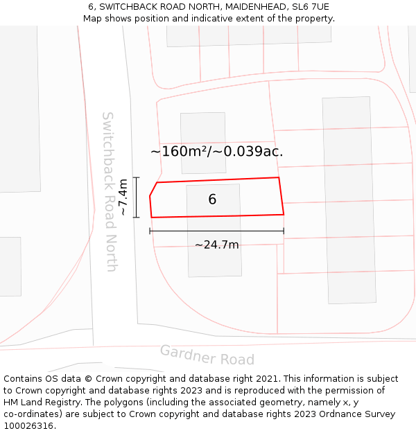 6, SWITCHBACK ROAD NORTH, MAIDENHEAD, SL6 7UE: Plot and title map