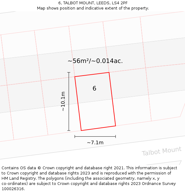 6, TALBOT MOUNT, LEEDS, LS4 2PF: Plot and title map