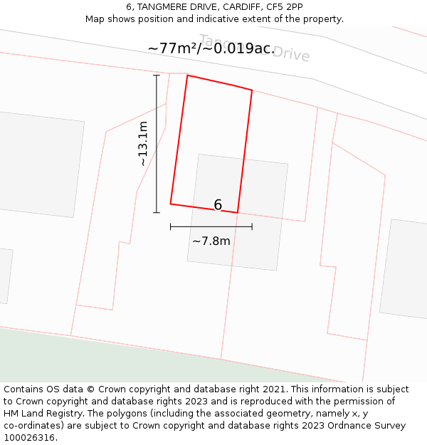 6, TANGMERE DRIVE, CARDIFF, CF5 2PP: Plot and title map