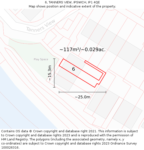6, TANNERS VIEW, IPSWICH, IP1 4QE: Plot and title map