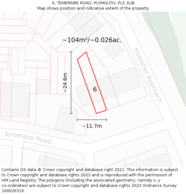 6, TEMERAIRE ROAD, PLYMOUTH, PL5 3UB: Plot and title map