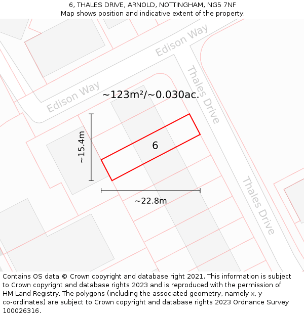 6, THALES DRIVE, ARNOLD, NOTTINGHAM, NG5 7NF: Plot and title map