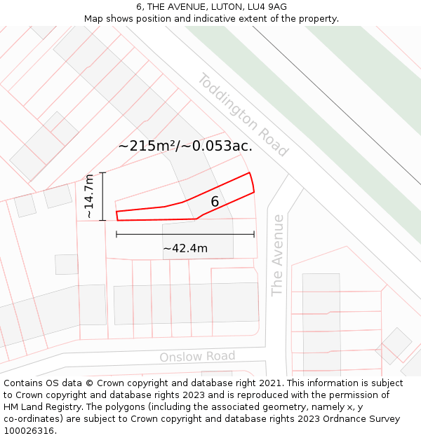 6, THE AVENUE, LUTON, LU4 9AG: Plot and title map
