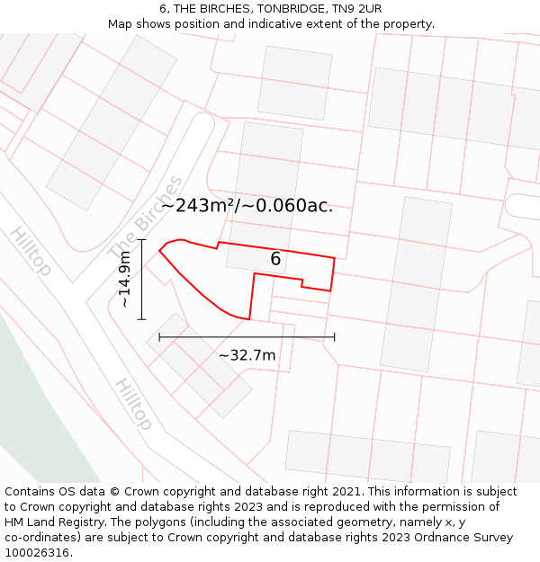 6, THE BIRCHES, TONBRIDGE, TN9 2UR: Plot and title map
