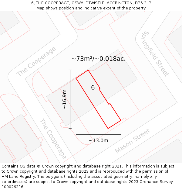 6, THE COOPERAGE, OSWALDTWISTLE, ACCRINGTON, BB5 3LB: Plot and title map