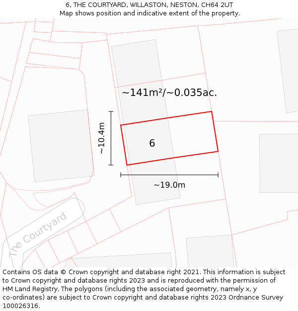 6, THE COURTYARD, WILLASTON, NESTON, CH64 2UT: Plot and title map