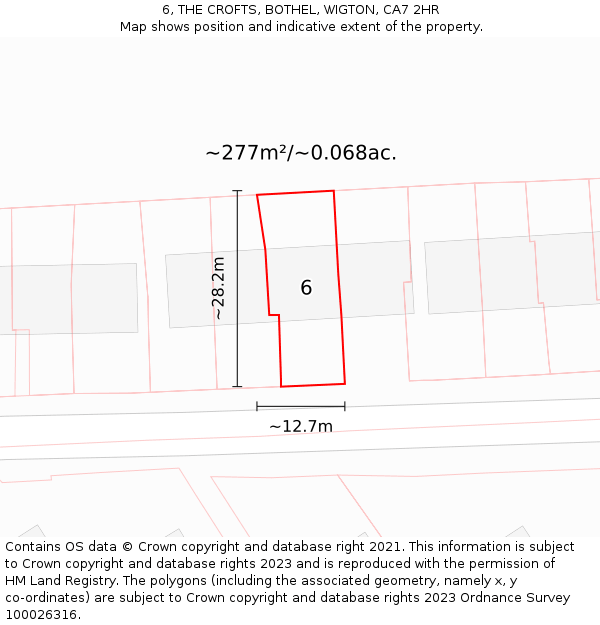 6, THE CROFTS, BOTHEL, WIGTON, CA7 2HR: Plot and title map