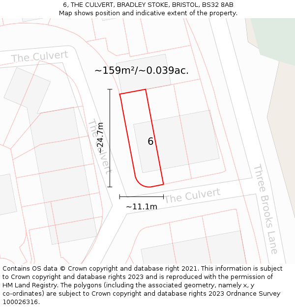 6, THE CULVERT, BRADLEY STOKE, BRISTOL, BS32 8AB: Plot and title map