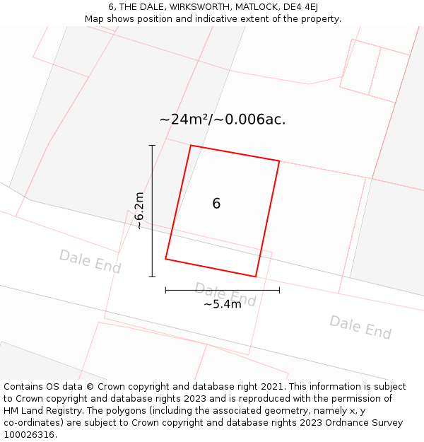 6, THE DALE, WIRKSWORTH, MATLOCK, DE4 4EJ: Plot and title map