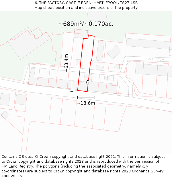 6, THE FACTORY, CASTLE EDEN, HARTLEPOOL, TS27 4SR: Plot and title map