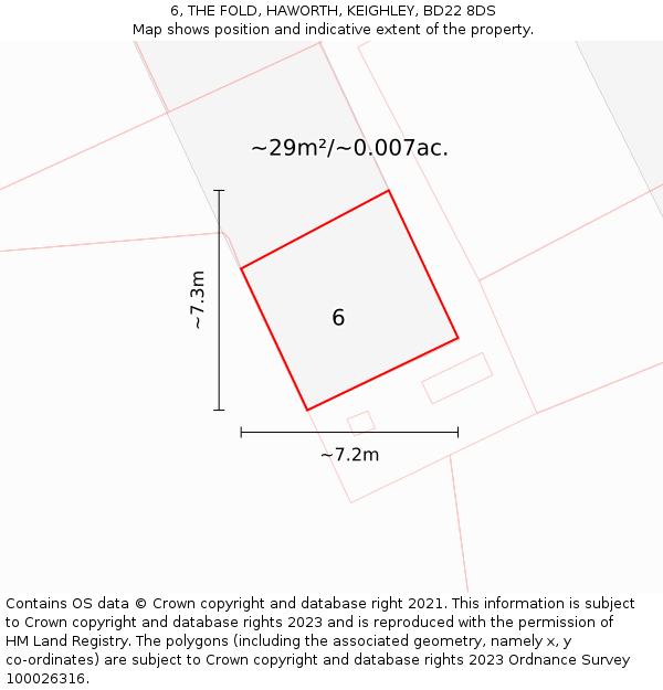 6, THE FOLD, HAWORTH, KEIGHLEY, BD22 8DS: Plot and title map
