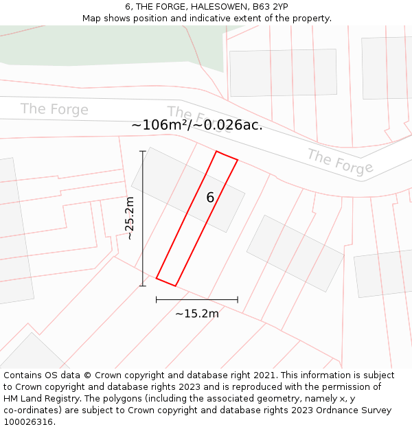 6, THE FORGE, HALESOWEN, B63 2YP: Plot and title map