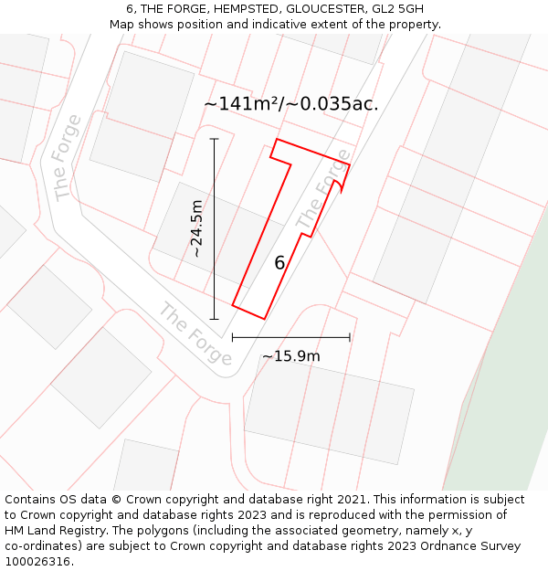 6, THE FORGE, HEMPSTED, GLOUCESTER, GL2 5GH: Plot and title map