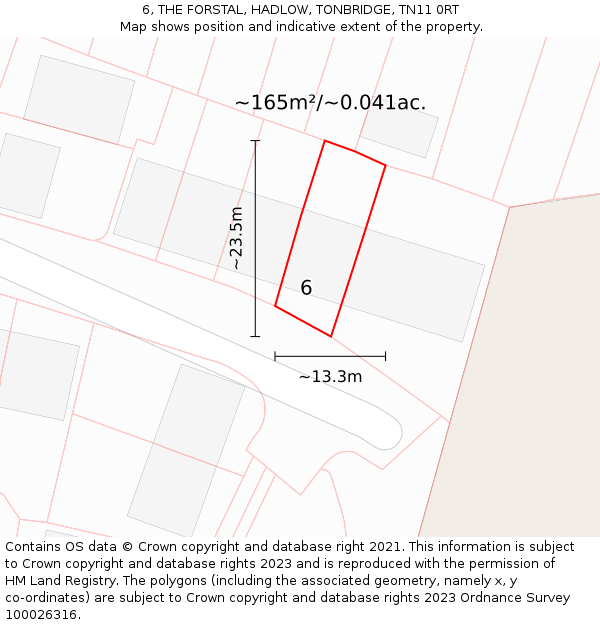 6, THE FORSTAL, HADLOW, TONBRIDGE, TN11 0RT: Plot and title map