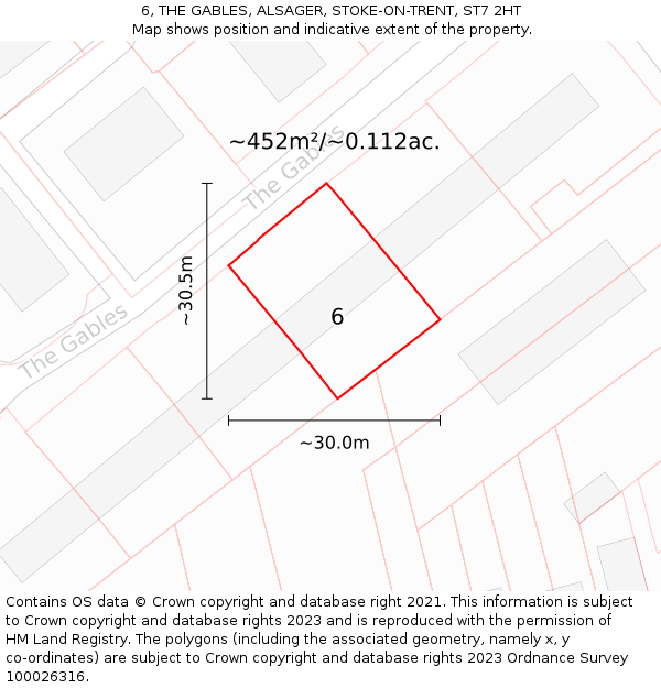 6, THE GABLES, ALSAGER, STOKE-ON-TRENT, ST7 2HT: Plot and title map