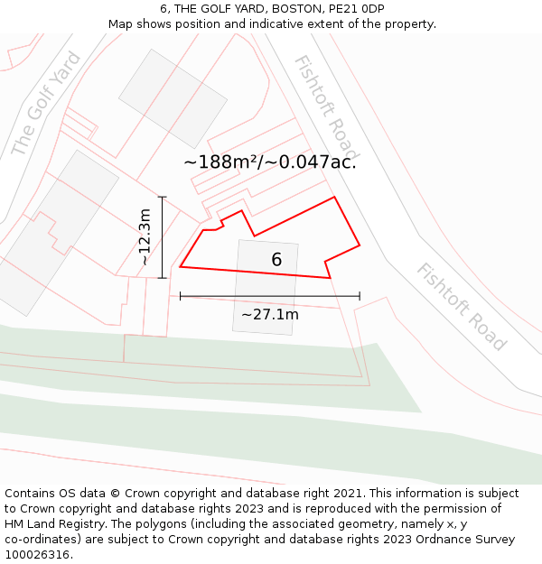 6, THE GOLF YARD, BOSTON, PE21 0DP: Plot and title map