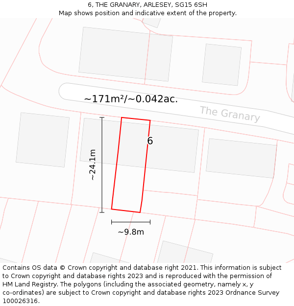 6, THE GRANARY, ARLESEY, SG15 6SH: Plot and title map