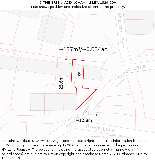 6, THE GREEN, ADDINGHAM, ILKLEY, LS29 0QA: Plot and title map