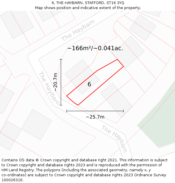 6, THE HAYBARN, STAFFORD, ST16 3YQ: Plot and title map