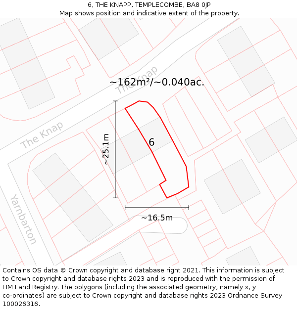 6, THE KNAPP, TEMPLECOMBE, BA8 0JP: Plot and title map