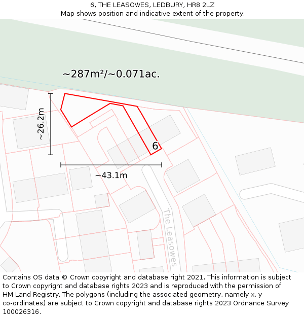 6, THE LEASOWES, LEDBURY, HR8 2LZ: Plot and title map