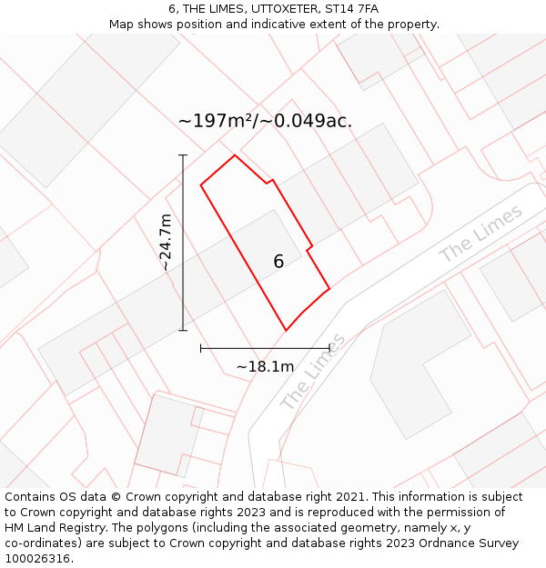 6, THE LIMES, UTTOXETER, ST14 7FA: Plot and title map