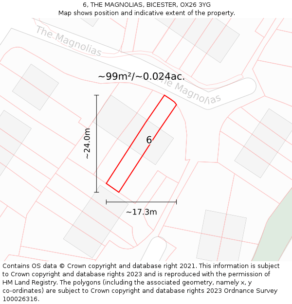 6, THE MAGNOLIAS, BICESTER, OX26 3YG: Plot and title map