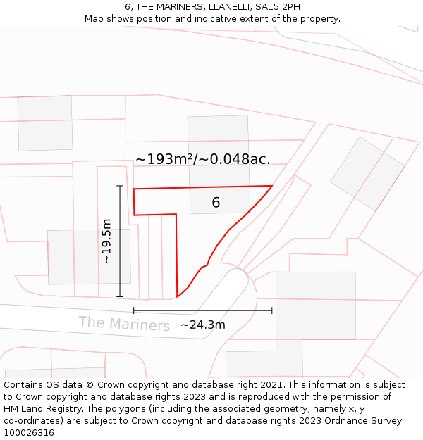 6, THE MARINERS, LLANELLI, SA15 2PH: Plot and title map