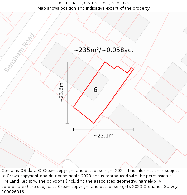 6, THE MILL, GATESHEAD, NE8 1UR: Plot and title map