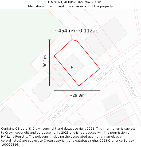 6, THE MOUNT, ALTRINCHAM, WA14 4DX: Plot and title map