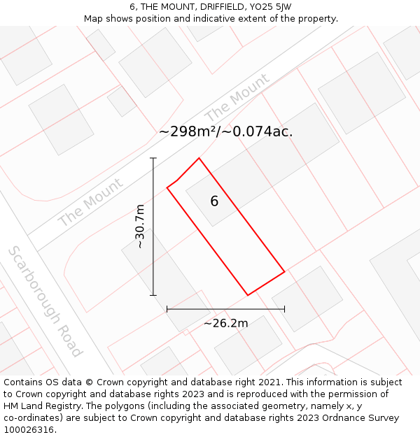 6, THE MOUNT, DRIFFIELD, YO25 5JW: Plot and title map