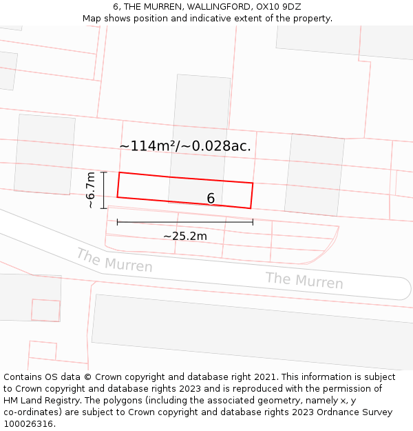 6, THE MURREN, WALLINGFORD, OX10 9DZ: Plot and title map