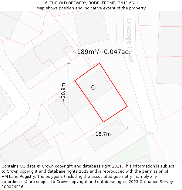 6, THE OLD BREWERY, RODE, FROME, BA11 6NU: Plot and title map