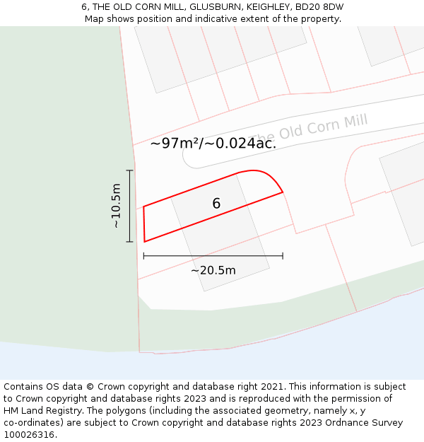 6, THE OLD CORN MILL, GLUSBURN, KEIGHLEY, BD20 8DW: Plot and title map