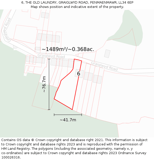 6, THE OLD LAUNDRY, GRAIGLWYD ROAD, PENMAENMAWR, LL34 6EP: Plot and title map