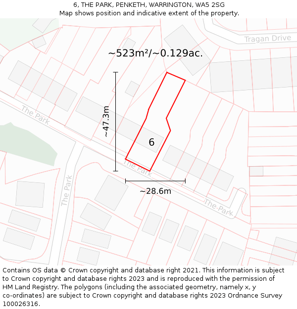 6, THE PARK, PENKETH, WARRINGTON, WA5 2SG: Plot and title map